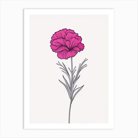 Carnation Floral Minimal Line Drawing 4 Flower Poster