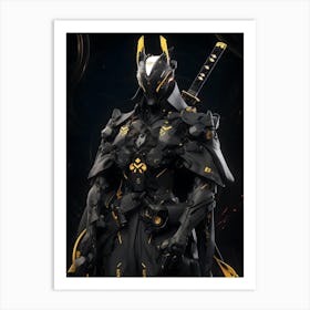 Black And Yellow Armor Art Print