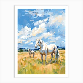 Horses Painting In Big Sky Montana, Usa 1 Art Print