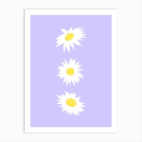 Daisy Pattern on Purple Art Print