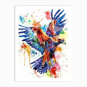 Hawk Colourful Watercolour 3 Art Print