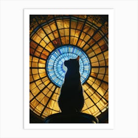 Cat In Front Of Stained Glass Window 4 Art Print