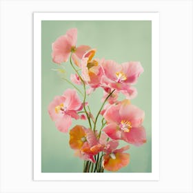 Orchids Flowers Acrylic Painting In Pastel Colours 10 Art Print