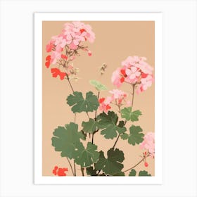 Geraniums Flower Big Bold Illustration 3 Art Print