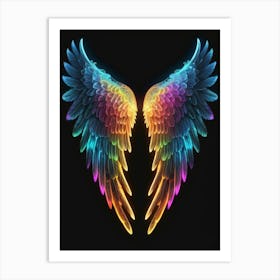 Neon Angel Wings 3 Art Print