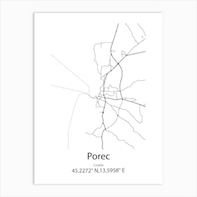 Porec,Croatia Minimalist Map Art Print