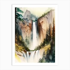 Yosemite Falls, United States Water Colour  (2) Art Print