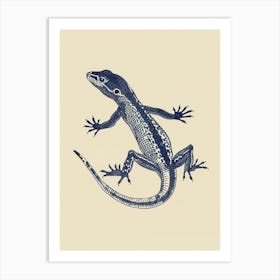 Blue African Fat Tailed Gecko Block Print 3 Art Print