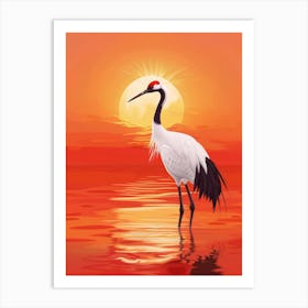 Crane At Sunset 1 Art Print