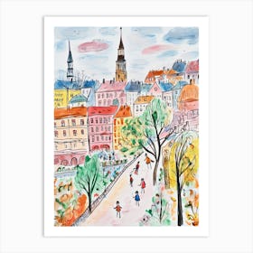 Warsaw, Dreamy Storybook Illustration 4 Art Print