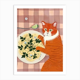 Cat And Ravioli 1 Art Print