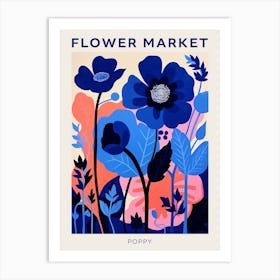 Blue Flower Market Poster Poppy 1 Art Print