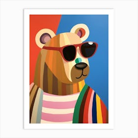 Little Brown Bear 3 Wearing Sunglasses Art Print