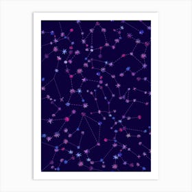 Constellations — Space Neon Watercolor #5 Art Print