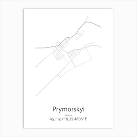 Prymorskyi,Ukraine Minimalist Map Poster