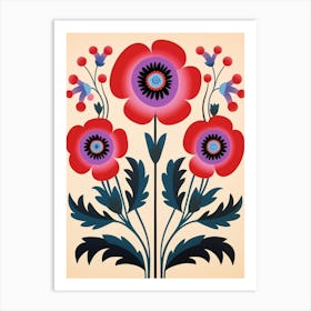 Flower Motif Painting Anemone 2 Art Print