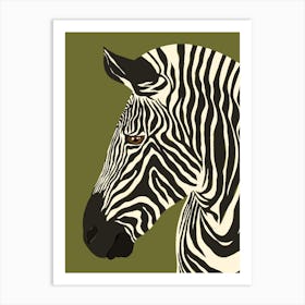 Jungle Safari Zebra on Green Art Print
