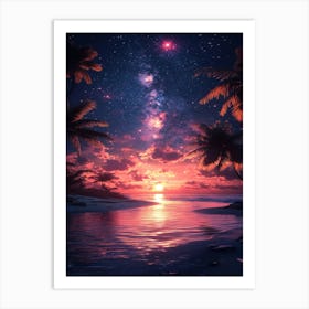 Sunset At The Beach 12 Art Print