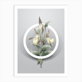 Vintage Sabot des Alpes Minimalist Botanical Geometric Circle on Soft Gray n.0331 Art Print