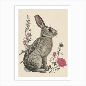 Britannia Petite Blockprint Rabbit Illustration 6 Art Print