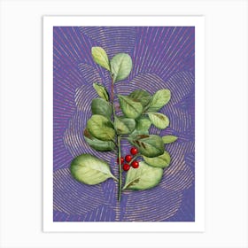 Vintage Lingonberry Evergreen Shrub Botanical Illustration on Veri Peri n.0429 Art Print