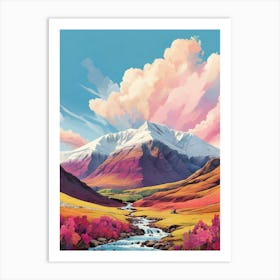 Ben Vorlich Scotland Colourful Mountain Illustration 0 1 Art Print