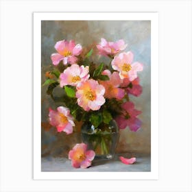 Pink Roses In Vase Art Print