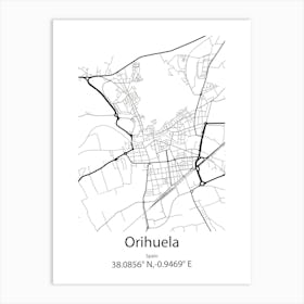 Orihuela,Spain Minimalist Map Art Print