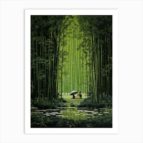Bamboo Forest Japanese Illustration 2 Art Print