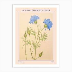 Nigella (Love In A Mist) 2 French Flower Botanical Poster Art Print