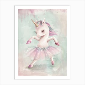 Pastel Unicorn Storybook Style In A Tutu 2 Art Print