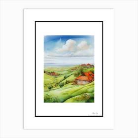 Green plains, distant hills, country houses,renewal and hope,life,spring acrylic colors.43 Art Print