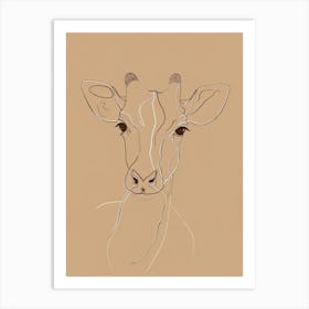 Giraffe - Boho, Line Art 10 Art Print