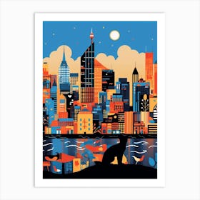 Sydney, Australia Skyline With A Cat 1 Art Print