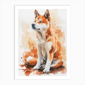 Akita Watercolor Painting 3 Art Print