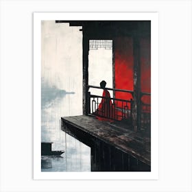 Asian Woman In Red Art Print