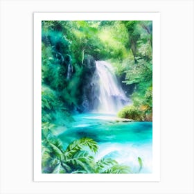 Kawasan Falls, Philippines Water Colour  (1) Art Print