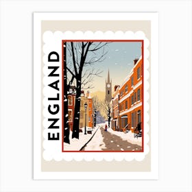 Retro Winter Stamp Poster Richmond England 1 Art Print