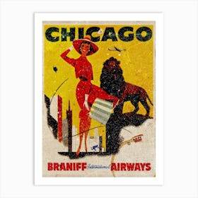 Vintage Travel Poster ― Chicago Braniff Airways Art Print