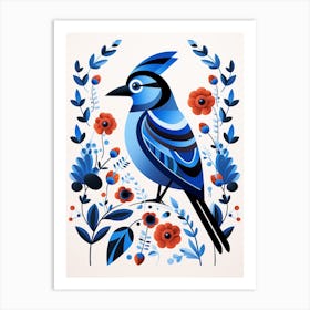 Scandinavian Bird Illustration Blue Jay 3 Art Print