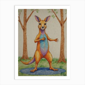 Kangaroo Yoga 5 Art Print