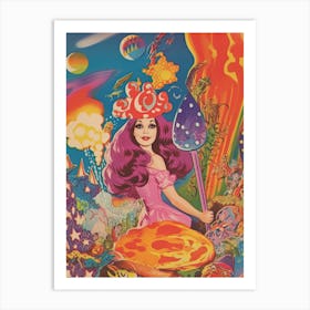 Vintage Witch Girl Kitsch 1 Art Print