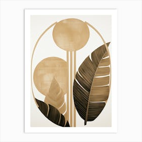 'Gold Leaf' Tropical Leaves, Boho Decor Art Print