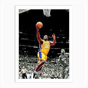 Shaquille O Neal Of The Los Angeles Lakers Goes Up For A Shot Against The Detroit Pistons Art Print