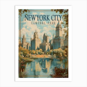 New York City Vintage Travel Poster Art Print