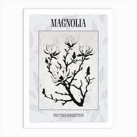Magnolia Tree Simple Geometric Nature Stencil 1 Poster Art Print