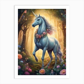 Unicorn In The Forest 1 Art Print