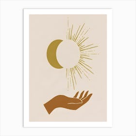 Hand Holding The Sun Art Print