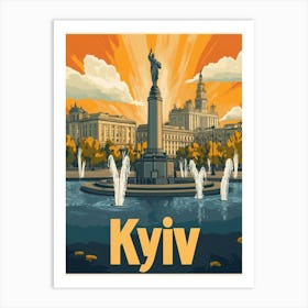 Aihrgdesign A Retro Travel Poster For Kyiv 2 Art Print