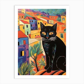 Painting Of A Cat In Beirut Lebanon Art Print